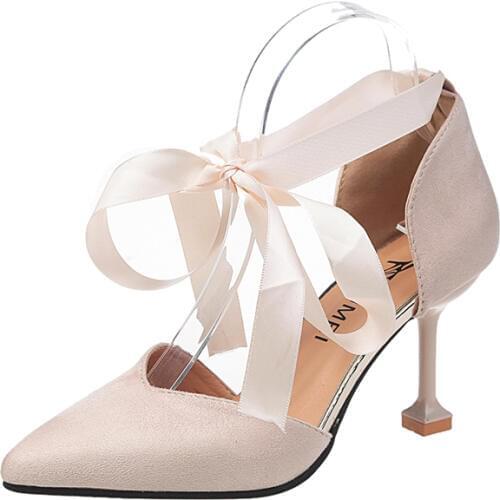 Fairy Style 2019 New A Word Buckle With A Ribbon Strap Female Sandals Summer Stiletto High Heel Womens Shoes