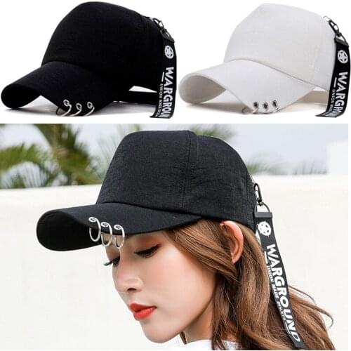 Ladies strap Spring Summer Unisex Baseball Caps with Ring Fashion Solid Embroidery Adjustable Hat Women Men Cotton Casual Hats