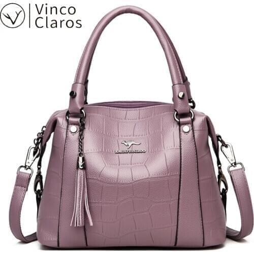 Alligator Leather Handbags for Women 2020 Designer Luxury Tassel Shoulder Crossbody Bag Fashion Roomy Purses High Quality Brand