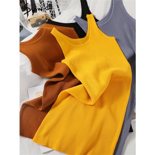 Syiwidii Screw Thread High Waist Knitted Tank Dresses Women Sexy Sleeveless A-line Solid Yellow Clothes 2021 Summer Fashion New