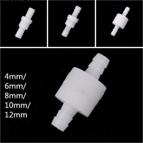 1PCS 4mm/6mm/8mm/10mm/12mm Plastic One Way Inline Check Valve Fuel Gas Liquid Water White