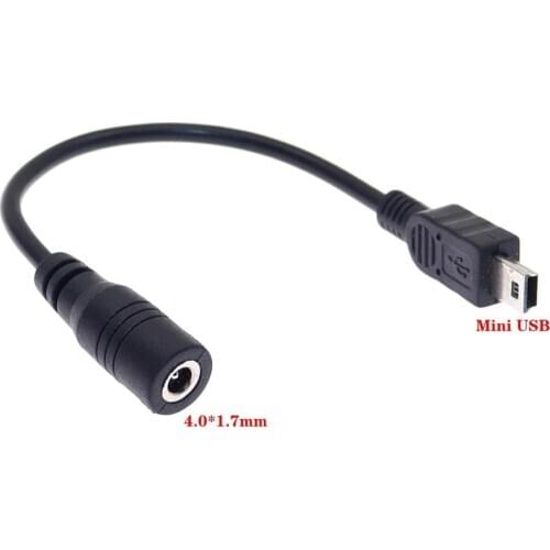 10PCS/lot DC Power 5.5x2.1mm 4.0x1.7mm Female Jack to Mini USB 5 Pin Male Plug Adapter Connector Cable 15cm