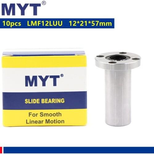 10pcs MYT high precision LMF12LUU long type round flange linear bearing for 12mm CNC Router 3D printer parts 12*21*57 mm