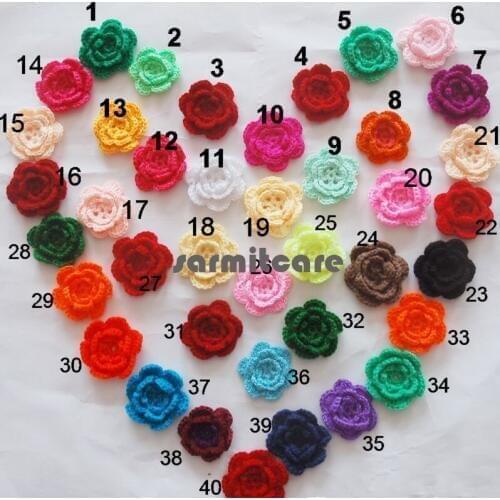 100pcs/lot Exquisite Handmade Flowers for Wedding Dress Clothing Baby Hearwear DIY Crochet Flowers 2 - 2.5 inches Mixed Colors