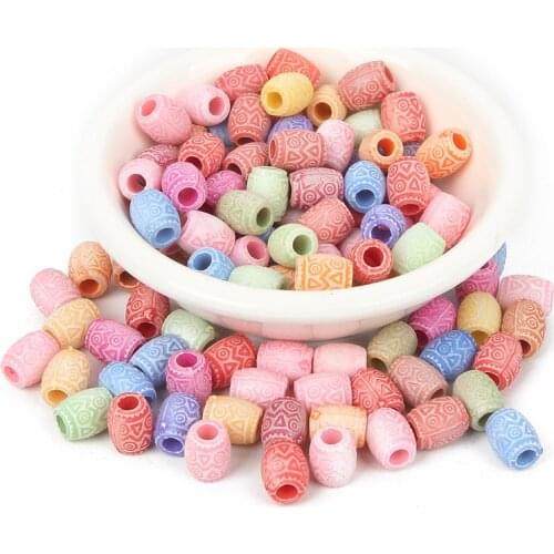 100Pcs Mixed Crimp Beads Acrylic Beads 8.5x7mm For Jewellery Marking Loose Spacer Beads Bracelet Necklace Charm Jewelry Finding