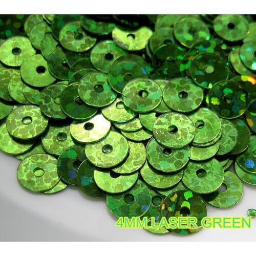 50g(10000pcs) 4mm Flat Round Loose Sequins Paillettes Sewing Craft Good Quality Green Laser
