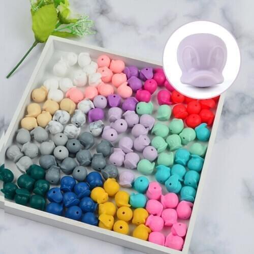LOFCA 50pcs Silicone Beads Duck Food Grade Silicone Baby Teething Toys Products Chews Pacifier Chain Clips Beads Baby Teether