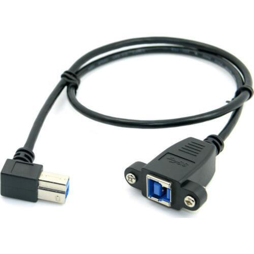 50cm USB 3.0 Back Panel Mount B Type Female to Right Angled 90 Degree B Type Male Extension Cable