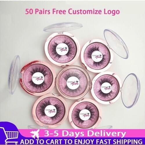 Free Put Logo 50 Pairs Wholesale 18Style Eyelashes Transparent Band False Eyelash Crisscross 3D Mink Lashes Handmade Eye Lashes