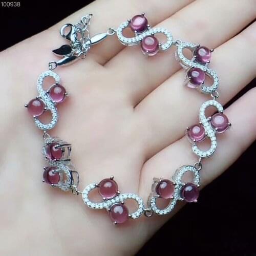 Natural magnesium aluminum Garnet bracelet 925 sterling silver bracelet Deluxe Style