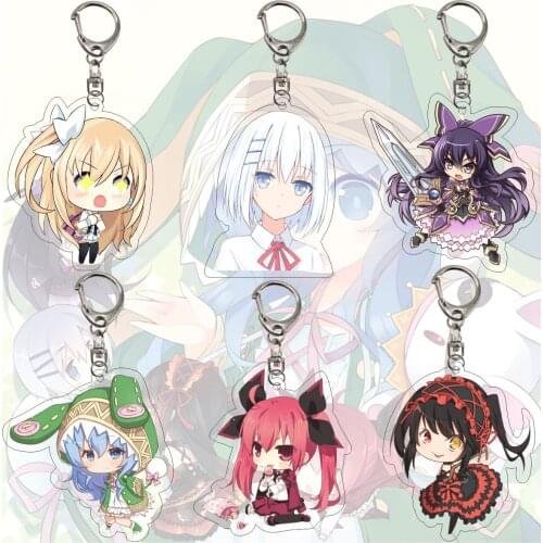 Cute Date A Live Cosplay Q Version Keychain Yatogami Tohka Tokisaki Kurumi Kotori Itsuka Figures Pendant Key Chain Ring Llaveros