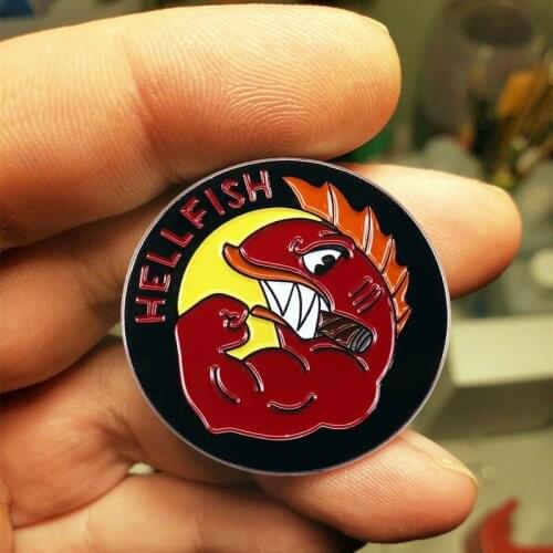 Flying Hellfish Morale Brooch Pins Enamel Metal Badges Lapel Pin Brooches Jackets Fashion Jewelry Accessories