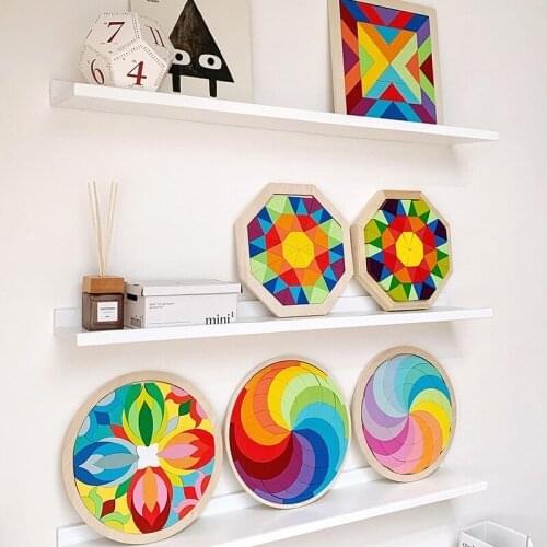 Baby Wooden Toy Large Size Rainbow Building Blocks For Kids Colorful Creative Stacker Montessori Educational Tangram Puzzle Gift