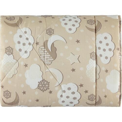 Baby Quilt Cotton Kumuş Moon Star Pattern Baby Quilt 95x145 cm Kahveengi Cotton Baby Bedroom Quilt and bed linen