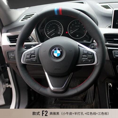 DIY hand-stitched steering wheel cover fit for BMW 3 series 5 series x3 x5 x6 x series leather handle cover