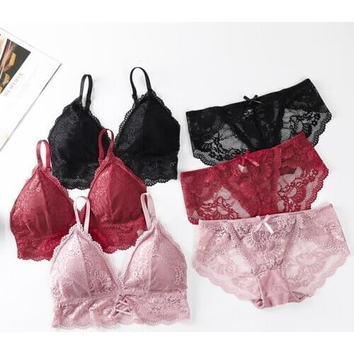 Womens Lace Bra Sets Seamless Underwear Backless Vest Sexy Panties Lingerie Padded Bralette Ultrathin Briefs Female Intimates