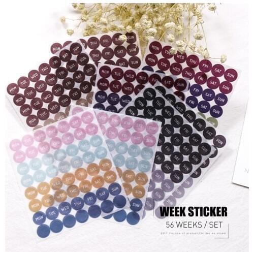 Fromthenon Planner Weekly Stickers 56 Weekes for Full Year Daily Schedule Agenda Notebook Journal Label Stationery Stickers