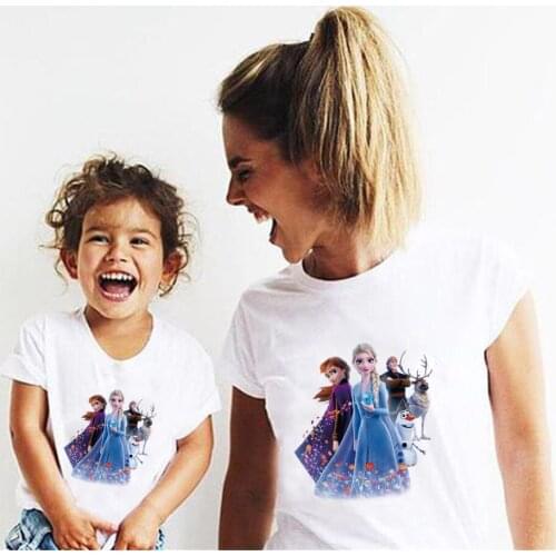 2021 Family Matching T Shirts Summer Short Sleeve Casual White O-neck Tshirt Harajuku Streetwera Kids Girls Sister Tshirts