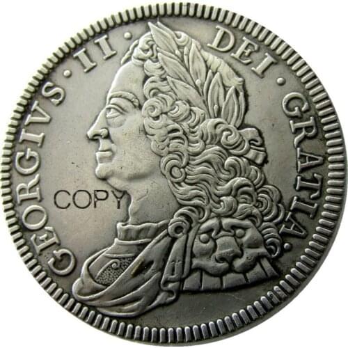 GT BRIT. George II 1743 AR Crown Silver Plated Copy Coin