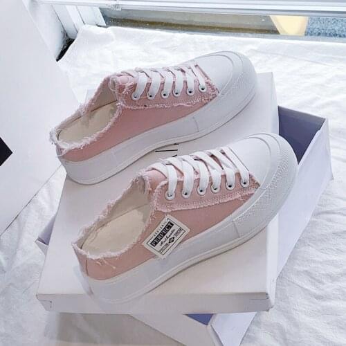 Hot New 2021 Spring Summer Women Canvas Shoes flat sneakers women casual shoes low upper lace up white shoes