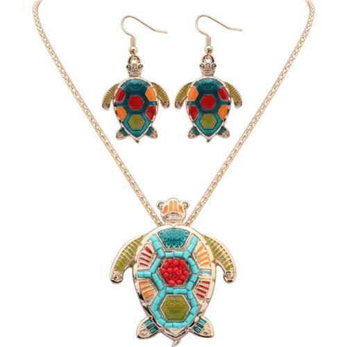 Fashion Beautiful Jewelry Sets High Quality Gold/Silver Plated Bead Sea Turtle Necklace Earring Sets Wholesale Price Animal Sets