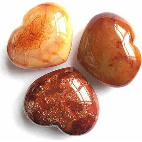 Red Agate Heart Shaped Crystals Healing Stone For Home Decoration