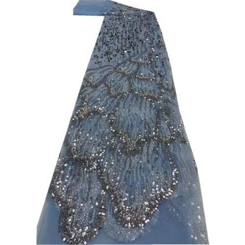 SJ Lace African Lace Fabrics 2021 High Quaity Lace French Tulle Lace Fabric With Sequins For Wedding Party Dress Sewing Z4-56