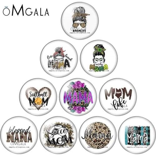Leopard MAMA Mom Letters Love Mama Girl 12mm/14mm/16mm/18mm/20mm/25mm Round photo glass cabochon demo flat back Making findings