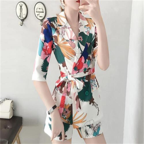 Fashion printed shorts suit female summer New high-end Korean casual temperament French niche two-piece Suit women