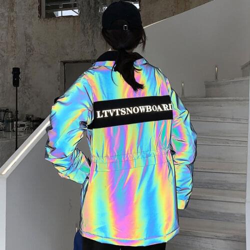 Men Women Reflective Laser Ski Jacket Winter Outdoor Windproof Warm Waterproof Skiing Snowboarding Jacket Breathable Snow Coat