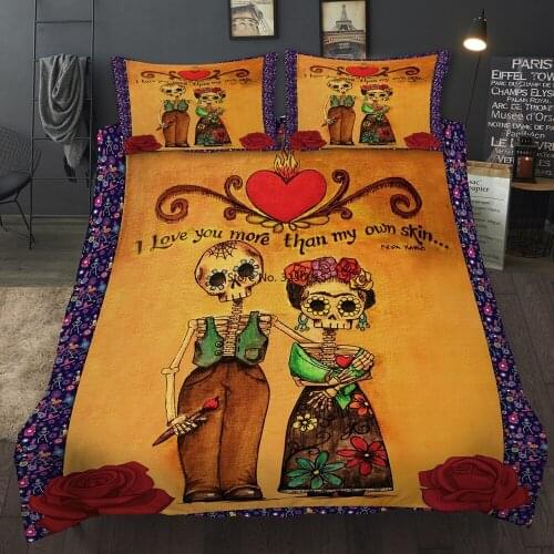 Cute Skull Lover Bedding Set Single Double Duvet Cover With Pillowcases Twin Full Queen King Home Bedclothes For Adult