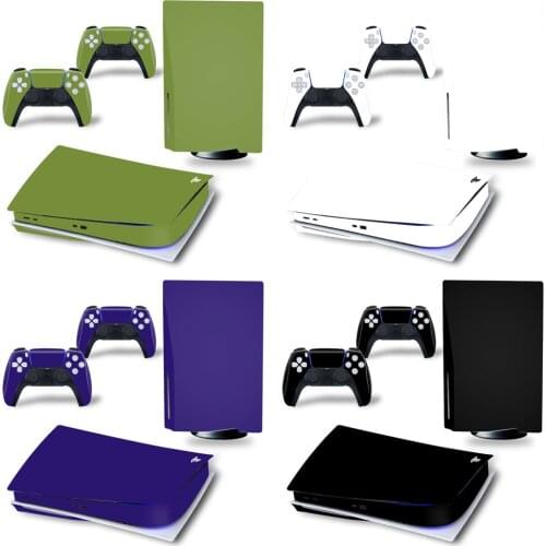 White color for PS5 Disk Edition Skin Sticker Decal Cover for PlayStation 5 Console and 2 Controllers PS5 disk Skin Sticker