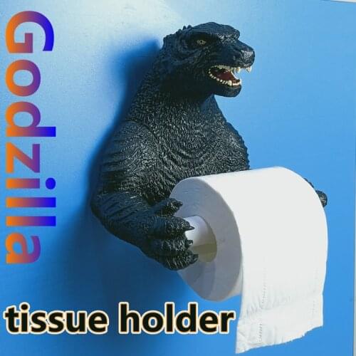 Godzilla Toilet Paper Holder Tissue Rack Wall Mounted Bathroom Roll Holder Paper Tissue Rack Hook 3D resin paper towel holder