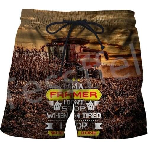 Tessffel Newest Worker Farmer Tractor Instrument Camo NewFashion Men/Women 3DPrint Summer Streetwear Beach Shorts Short Pants A1