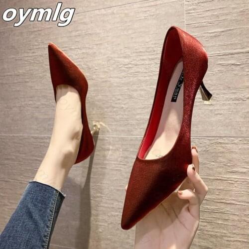 2020 new high-heeled womens fine heel satin red bridal shoes red with skirt dress banquet womens high heels ladies sandals