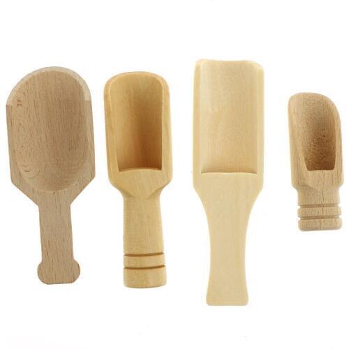 New Wooden Scoops Bath Salt Spoon Candy Flour Spoon Scoops Kitchen Utensils Bath Shower SPA Tool Laundry Detergent Powder Spoon
