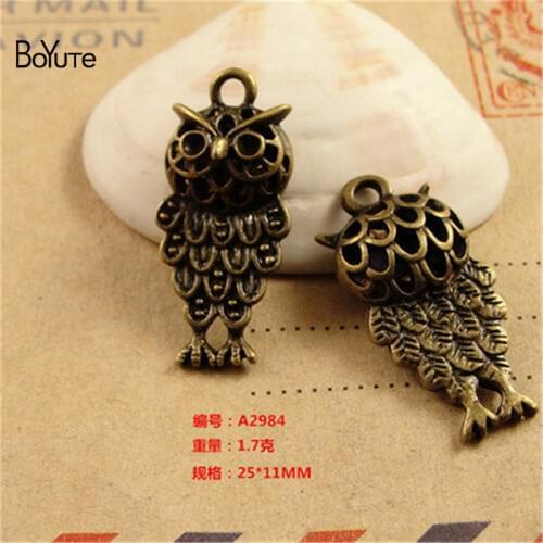 BoYuTe (20 Pieces/Lot) 25*11MM Antique Bronze Plated Zinc Alloy Hollow Pendant Owl Charms for Jewelry Accessores Diy Handmade