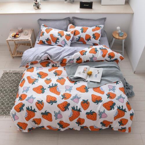Strawberry Bedding Sets Pillowcase Sheet Duvet Cover For Adult Kids Luxury Home Textile