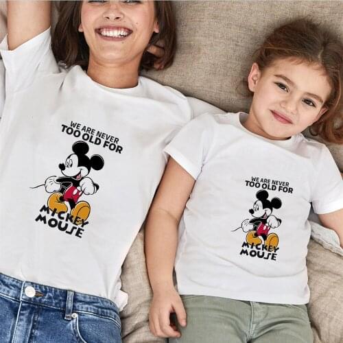 Family Look Clothes Mother Fahter Son Daughter Tshirts WE ARE NEVER TOO OLD FOR MICKEY MOUSE Letter Disney Print Family Clothes