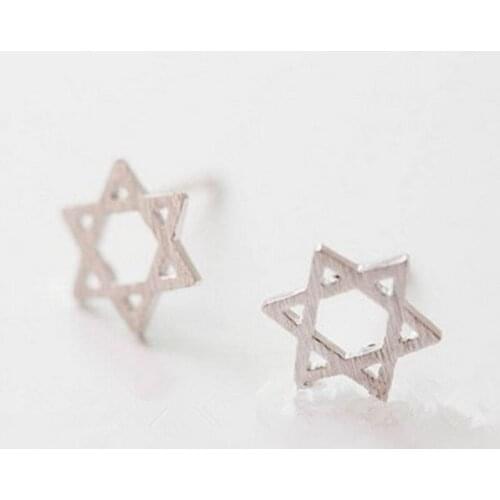 Trendy Star Hollow out Design Hexagonal Geometric Stud Earrings 30PCS/LOT