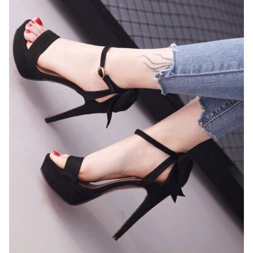 Super high heel womens shoes summer new style Korean fashion wild sandals sexy temperament model catwalk high heels