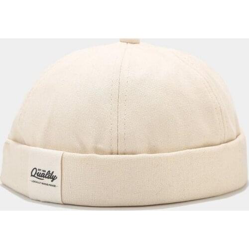 LDSLYJR Vintage Docker Cap Brimless Hat Breathable Beanie Hats Cotton Adjustable letter Landlord Sailor Cap Men and Women 17