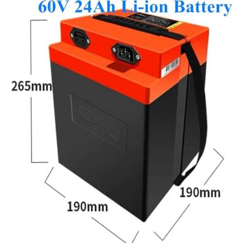 Waterproof case 60V 24Ah lithium battery Pack with BMS for 3000W electric bicycle trolling motor inverter +3A Charger