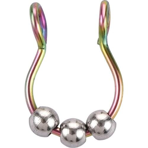 1Pcs Nose Clip Beads Fake Septum Piering Stainless Steel Nose Rings Punk No Piercing Clip Hip Hop Rock Goth Non Perforation