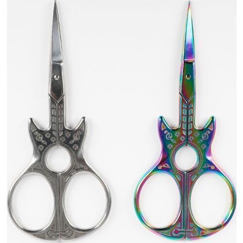 1Pcs Durable Stainless Steel Vintage Classic Embroidery Scissors Nail Art Guitar Shape Scissors Cutters Styling Tools