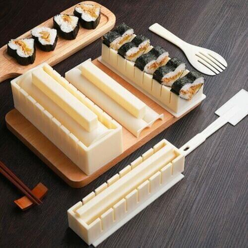 10pcs/Set Easy To Use DIY Rice Ball Sushi Maker Mold Kitchen Sushi Making Tool Set for Sushi Roll Kitchen Accessory Cooking Tool