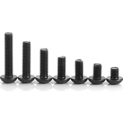 100 PCS Grade 10.9 high-strength hexagon socket bolts M3 | m4 | m5 | m6 | m8 M2 black semi-circular head hexagon socket screws