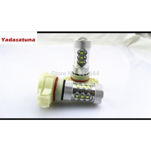 2Pcs H16 5200S LED Fog Light Bulb 80W 1000lm 12-24V H16 5202 Fog Lamp Fog Light Kit Led Lighting for Car White Color Replace