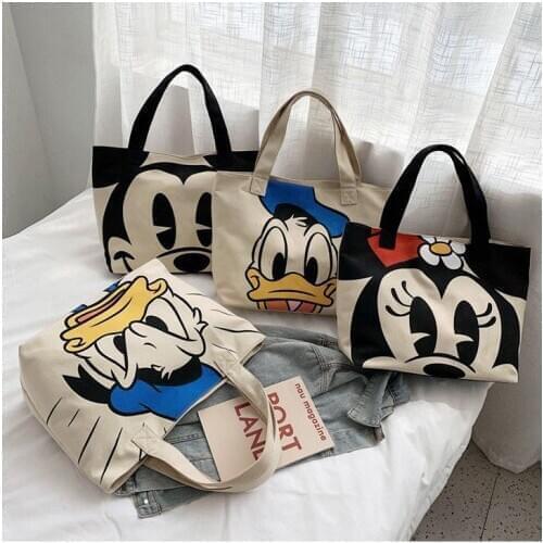 2020 Disney Mickey Mouse Trend Handbags Casual bag Fashion mickey Minnie portable canvas bag handcuffs bag Woman School Bags