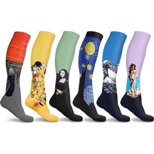 27 Style Compression Socks For Women Men 20-30 MmHg Is Best Graduated Athletic Running Flight Travel Nurses Famous Painting
